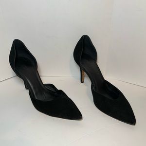 Vince Celeste Black Suede Pointed Toe D'Orsay Heel Pumps Size 8.5M
